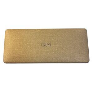 Vintage Cross Pen Storage Box Case Gold Tone Hinged Green Velvet Lining